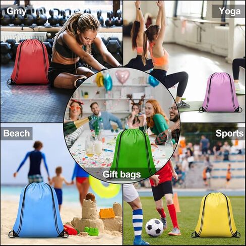 25 Pieces Drawstring Bags Bulk Drawstring Backpack Draw String Bag Cinch Sack for Gym Traveling Yoga Outdoor Sports (25 Colors) in Saudi Arabia