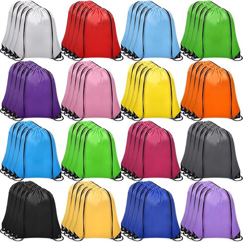 25 Pieces Drawstring Bags Bulk Drawstring Backpack Draw String Bag Cinch Sack for Gym Traveling Yoga Outdoor Sports (25 Colors) in Saudi Arabia