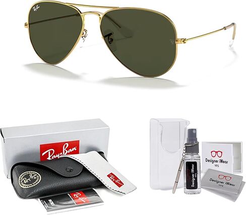 Ray-Ban RB3025 Metal Aviator Sunglasses For Men For Women + BUNDLE with Designer iWear Eyewear Care Kit in Saudi Arabia