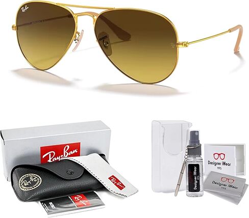 Ray-Ban RB3025 Metal Aviator Sunglasses For Men For Women + BUNDLE with Designer iWear Eyewear Care Kit in Saudi Arabia