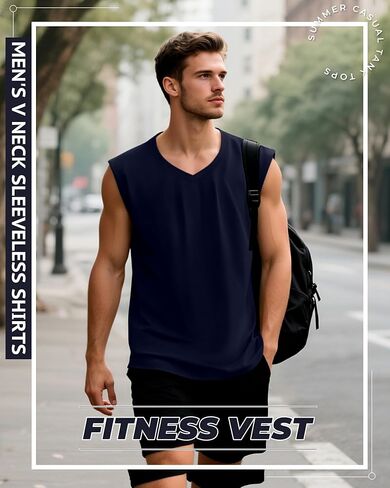 3 Pack Mens V Neck Tank Tops 95% Cotton Sleeveless Big and Tall Muscle Cut Off Shirts Gym Workout Tee in Saudi Arabia