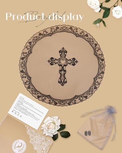 Bozidol Small Catholic Veils for Church, Christian Cross Lace Mantilla Chapel Veil, Latin Mass Head Coverings for Women Girls in Saudi Arabia