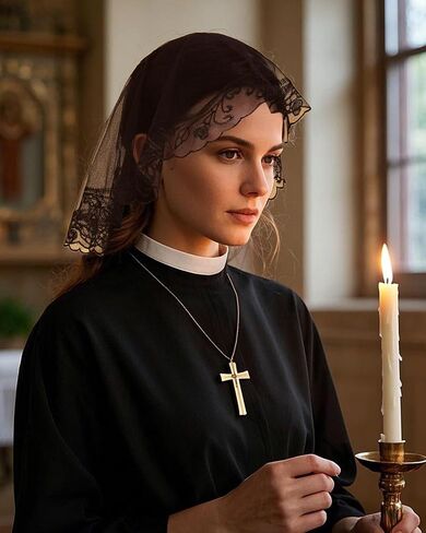 Bozidol Small Catholic Veils for Church, Christian Cross Lace Mantilla Chapel Veil, Latin Mass Head Coverings for Women Girls in Saudi Arabia