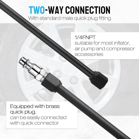 BBTO 5 مجموعات Air Chuck Set 2 Way Connection 13.8 "Tyre Extended Tyre Chuck 1/4 في FNPT Foot Foot Dual Head Tyre يتضخم بشريط توصيل قياسي لإطارات RV Truck RV Semi (أسود) in Kuwait