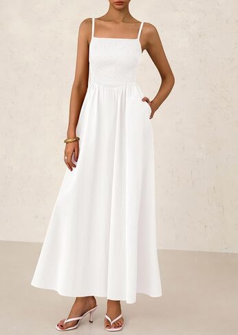 Prettygarden للسيدات 2025 الصيف Maxi Dresses Beach Sundress غير الرسمي حزام السباغيتي in Kuwait