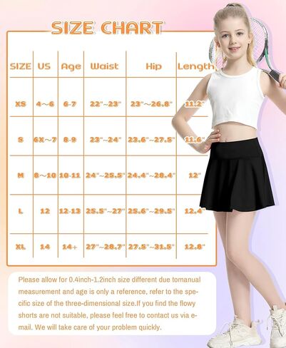 تنورة تنس للفتيات، شورت رياضي للجري للأطفال في سن المراهقة، تنورة جولف عالية الخصر مع جيوب للتمرين الكاجوال in Kuwait