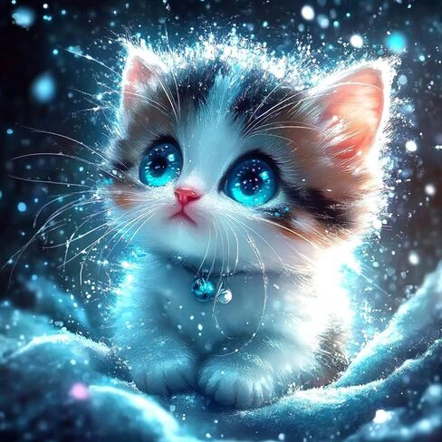 مجموعات الطلاء Newenmo Cat Diamonds للبالغين المبتدئين ، DIY 5D Point Diamond Art Paint مع الماس الدائري ، الحفر الكاملة Gem Art Cat Diamonds Art Painting for Home Wall Decor in Kuwait