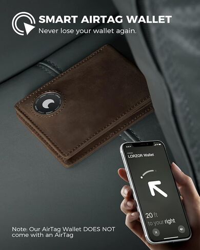 LORZOR AirTag* Wallet Mens Wallet with AirTag Holder, Air Tag Wallet Card Holder Full Grain Leather RFID Blocking Bifold Gifts for Men in Kuwait