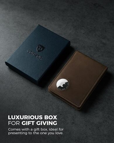 LORZOR AirTag* Wallet Mens Wallet with AirTag Holder, Air Tag Wallet Card Holder Full Grain Leather RFID Blocking Bifold Gifts for Men in Kuwait