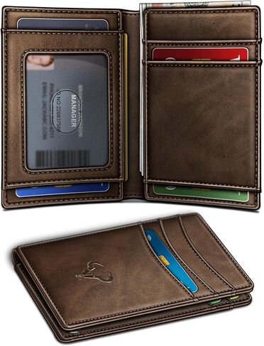 BULLIANT Slim Wallet For Men 12Cards,Easy Leather Wallet Card Holder Money Clip With Simplified Bill Folder&Magnetic Closure -RFID Blocking in Saudi Arabia