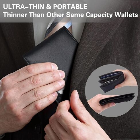 Slim Leather Wallet for Men Airtag Hidden, Large Bifold Mens Wallet RFID Blocking with ID Windows, Credit Card Holder for Men Wallet in Saudi Arabia
