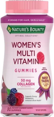 حلول Nature's Bounty Optimal Multivitamin ، دعم الطاقة المناعية والخلوية ، صحة العظام ، نكهة التوت ، 80 لعبة ، 40 حصة in Kuwait