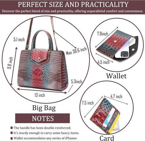 Women Embossed Pattern Satchel Handbags Wallet 3 pcs Set Crossbody Tote Top Handle Vegan Leather Ladies Bag in Kuwait