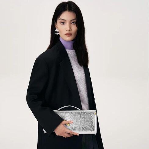 Woven Clutch Purses for Women, Formal Satchel Leather Evening Bag Shoulder Handbag in Kuwait