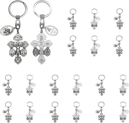 Pardon Cross Keychain with Rosary Beads, Cruz Del Perdon Catolica with St Benedict and Milagrosa Medal in Saudi Arabia