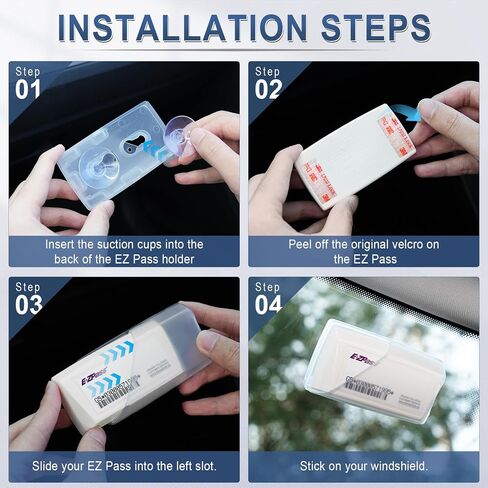 JUSTTOP EZ Pass Holder with Powerful Suction Cups for Windshield,Secure Your Toll Pass with Our EZ Pass Holder for Windshield,Only Fits EZ Pass Mini/Ipass,Clear,1 Pack in Saudi Arabia
