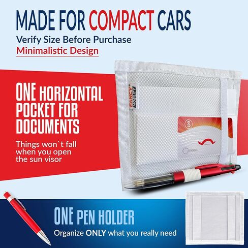 Mini Car Sun Visor Document Holder - Visor Accessories for Women and Men - Small Auto Organizer, Registration & Insurance Holder - Minimalist Design (Black) in Kuwait