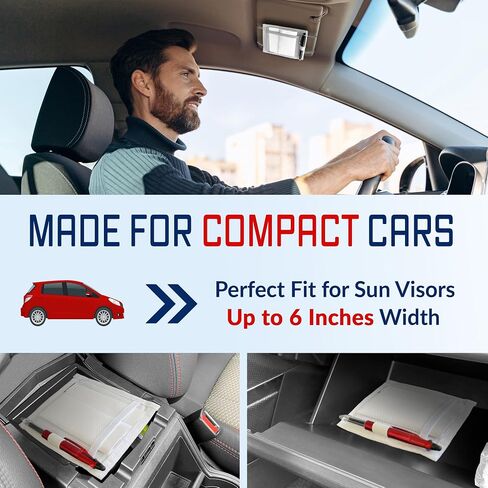 Mini Car Sun Visor Document Holder - Visor Accessories for Women and Men - Small Auto Organizer, Registration & Insurance Holder - Minimalist Design (Black) in Kuwait