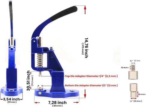 Snap Button, Grommet, Eyelet, Rivet, Popper Fastener Installation Setting Die Mold Set for Hand Press Machine in Kuwait