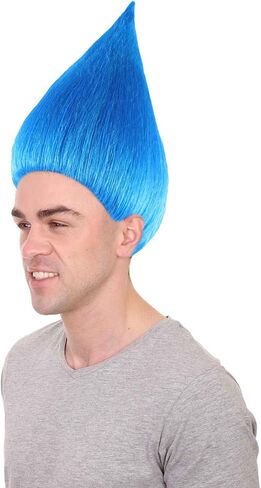Unisex Adult Troll Wigs Collections | Synthetic Fiber Costume Wig for Men and Women | Capless Cap Halloween Colorful 80s Wigs | Trolls TV Movie Cosplay Costume Accessories - Blue in Saudi Arabia