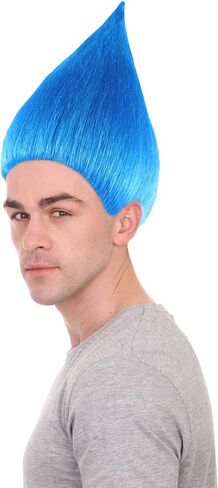 Unisex Adult Troll Wigs Collections | Synthetic Fiber Costume Wig for Men and Women | Capless Cap Halloween Colorful 80s Wigs | Trolls TV Movie Cosplay Costume Accessories - Blue in Saudi Arabia