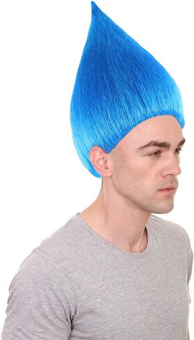 Unisex Adult Troll Wigs Collections | Synthetic Fiber Costume Wig for Men and Women | Capless Cap Halloween Colorful 80s Wigs | Trolls TV Movie Cosplay Costume Accessories - Blue in Saudi Arabia