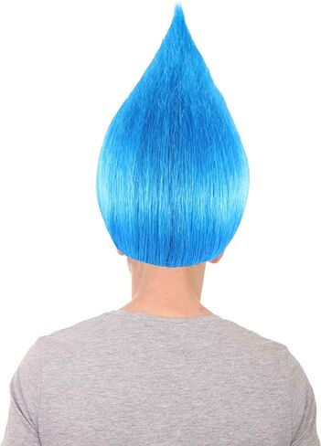 Unisex Adult Troll Wigs Collections | Synthetic Fiber Costume Wig for Men and Women | Capless Cap Halloween Colorful 80s Wigs | Trolls TV Movie Cosplay Costume Accessories - Blue in Saudi Arabia