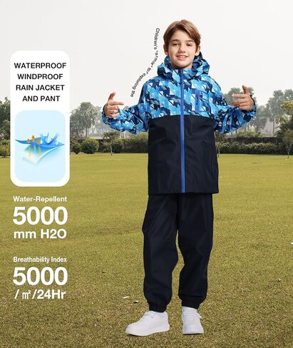 SWISSWELL Kid's Rain Jacket Youth Boys and Girls Lightweight Waterproof with Detachable Hooded Raincoat for School in Saudi Arabia