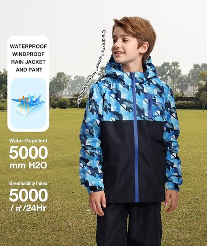 SWISSWELL Kid's Rain Jacket Youth Boys and Girls Lightweight Waterproof with Detachable Hooded Raincoat for School in Kuwait