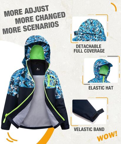 SWISSWELL Kid's Rain Jacket Youth Boys and Girls Lightweight Waterproof with Detachable Hooded Raincoat for School in Kuwait