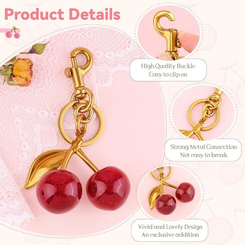 Cherry Bag Charms Cute Key Chains Cherry Purse Charms for Handbags, Metal Cherry Keychain Purse Gifts for Women in Saudi Arabia