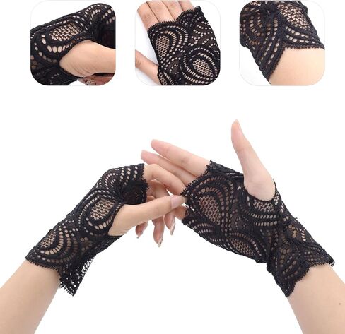 TeeYee Women's Floral Fingerless Sunblock Lace Elegant Short Floral Gloves for Bridal Party Prom in Saudi Arabia