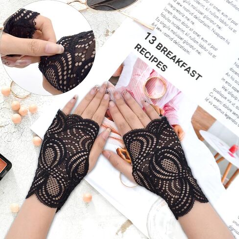 TeeYee Women's Floral Fingerless Sunblock Lace Elegant Short Floral Gloves for Bridal Party Prom in Saudi Arabia