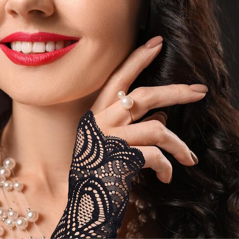 TeeYee Women's Floral Fingerless Sunblock Lace Elegant Short Floral Gloves for Bridal Party Prom in Saudi Arabia