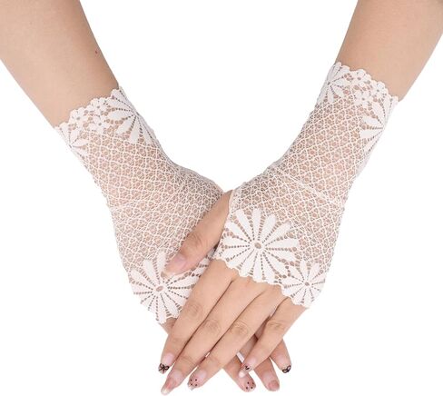 TeeYee Women's Floral Fingerless Sunblock Lace Elegant Short Floral Gloves for Bridal Party Prom in Saudi Arabia