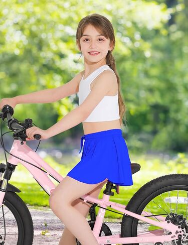Butterfly Shorts Girls 2 in 1 Flowy Skorts with Pocket Athletic Running Tennis Skirts 3-14Y in Saudi Arabia
