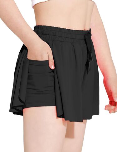 Butterfly Shorts Girls 2 in 1 Flowy Skorts with Pocket Athletic Running Tennis Skirts 3-14Y in Saudi Arabia