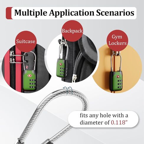 Joyway TSA Approved Luggage Lock, 3 Digit Combination Cable Lock with Alloy Body, Travel Combination Locks for Suitcases, Backpack and Golf Bag (Pink, 2Pack) in Saudi Arabia