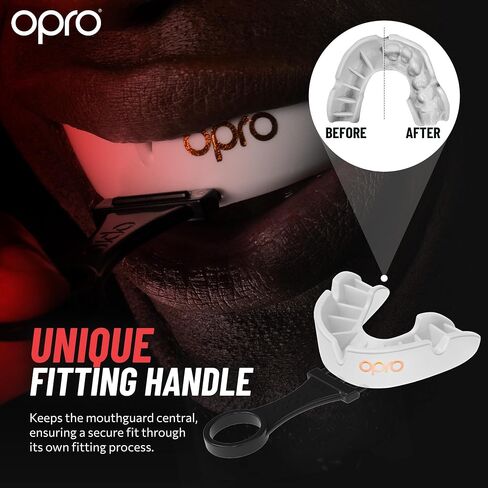واقي الفم الرياضي الجديد من OPRO ذو المستوى البرونزي UFC للبالغين والشباب مع حقيبة وجهاز مناسب، درع اللثة لـ UFC، MMA، الملاكمة، BJJ وغيرها من الرياضات القتالية (أحمر، للبالغين) in Kuwait