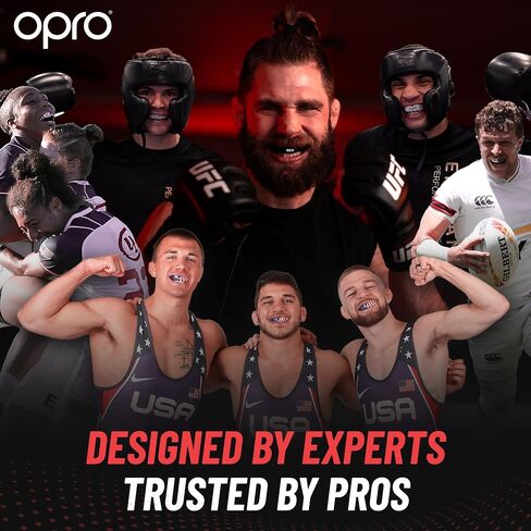 واقي الفم الرياضي الجديد من OPRO ذو المستوى البرونزي UFC للبالغين والشباب مع حقيبة وجهاز مناسب، درع اللثة لـ UFC، MMA، الملاكمة، BJJ وغيرها من الرياضات القتالية (أحمر، للبالغين) in Kuwait