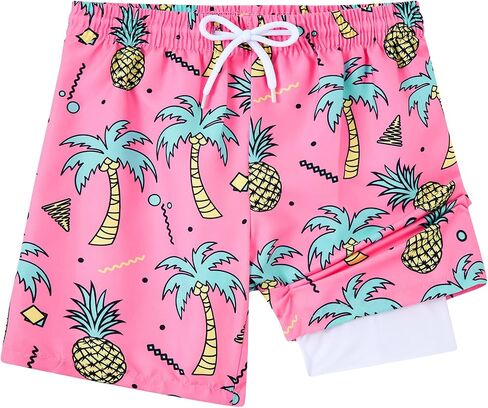 Little Boys Swim Trunks with Boxer Mesh Liner Swim Shorts Kids Quick Dry Bathing Suit Swimwear 4-12T in Kuwait