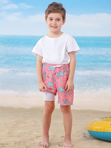Little Boys Swim Trunks with Boxer Mesh Liner Swim Shorts Kids Quick Dry Bathing Suit Swimwear 4-12T in Kuwait
