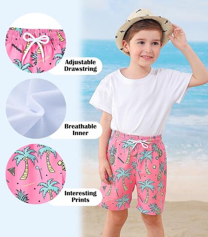 Little Boys Swim Trunks with Boxer Mesh Liner Swim Shorts Kids Quick Dry Bathing Suit Swimwear 4-12T in Kuwait