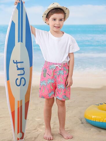 Little Boys Swim Trunks with Boxer Mesh Liner Swim Shorts Kids Quick Dry Bathing Suit Swimwear 4-12T in Kuwait