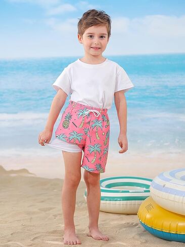 Little Boys Swim Trunks with Boxer Mesh Liner Swim Shorts Kids Quick Dry Bathing Suit Swimwear 4-12T in Kuwait