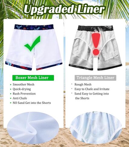 Little Boys Swim Trunks with Boxer Mesh Liner Swim Shorts Kids Quick Dry Bathing Suit Swimwear 4-12T in Kuwait