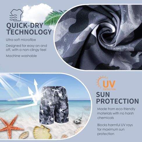 Boys Swim Trunks 3 Pack, Quick Dry Bathing Suit, UPF 50+, Mesh Lining, Beach Shorts for 5-16 Years in Saudi Arabia