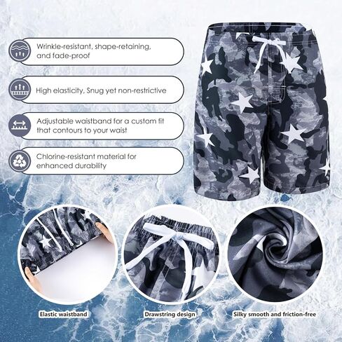 Boys Swim Trunks 3 Pack, Quick Dry Bathing Suit, UPF 50+, Mesh Lining, Beach Shorts for 5-16 Years in Saudi Arabia