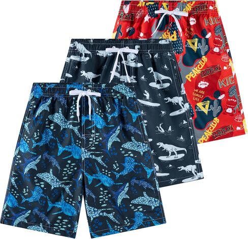 Boys Swim Trunks 3 Pack, Quick Dry Bathing Suit, UPF 50+, Mesh Lining, Beach Shorts for 5-16 Years in Saudi Arabia