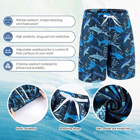 Boys Swim Trunks 3 Pack, Quick Dry Bathing Suit, UPF 50+, Mesh Lining, Beach Shorts for 5-16 Years in Saudi Arabia